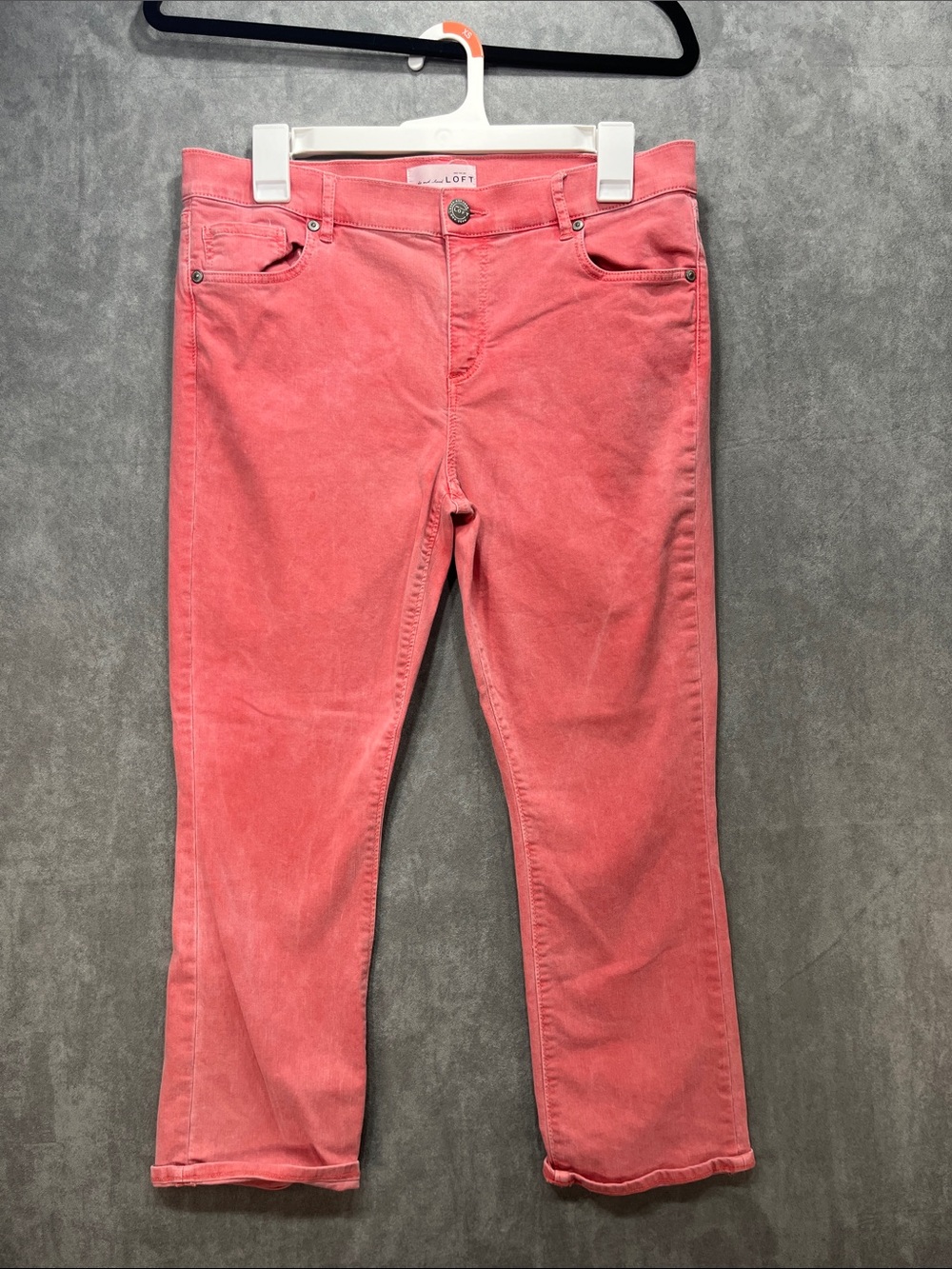 LOFT Modern Kick Crop Jeans Size 10 30 Coral Pink Stretch Denim
